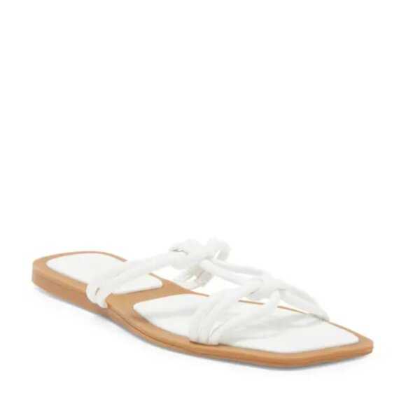 NWT Azalea Wang Stetson White Flat Sandals Womens 10 Slip On Casual Summer Shoes - Picture 1 of 14